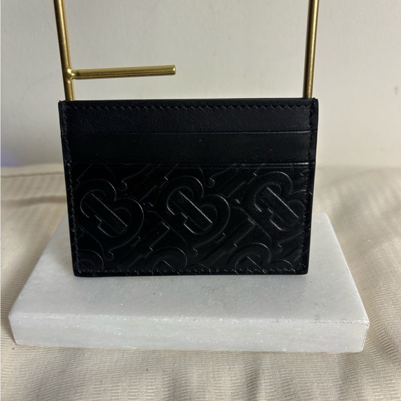 Burberry Black Embossed Unisex Card Holder - Picture 1 of 5